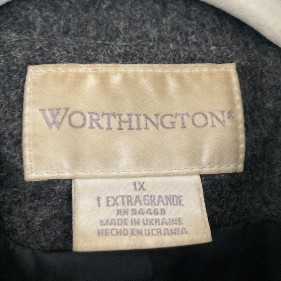 Vintage Worthington Wool Long Gray Coat Button Front Classic Minimalist Women 1X - Picture 10 of 12